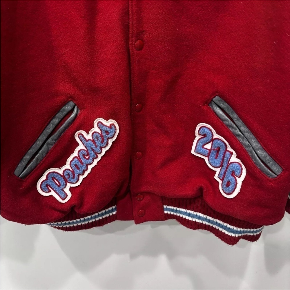 Rennoc Classic Wrestling Peaches Wool Blend Leather Bomber Jacket Men’s Size 2XL - Picture 4 of 14